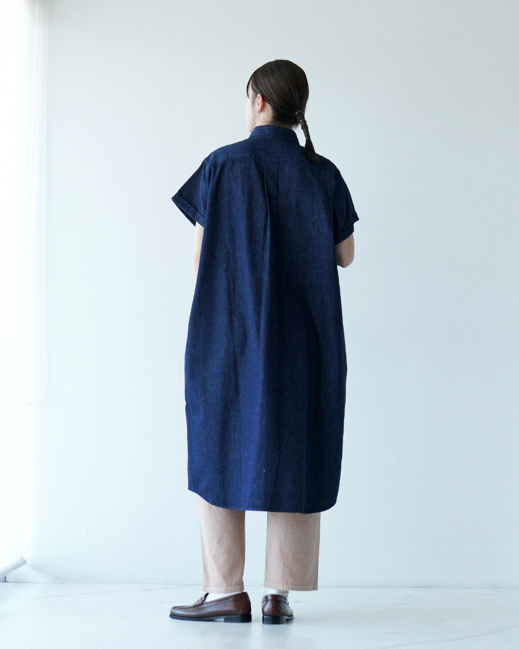 【先行予約：2025年4月上旬頃入荷予定】Gymphlex ジムフレックス デニム シャツワンピース REGULAR COLLAR SHIRT DRESS レギュラーカラー 半袖 GY-B0243SDM【クーポン対象外】【送料無料】