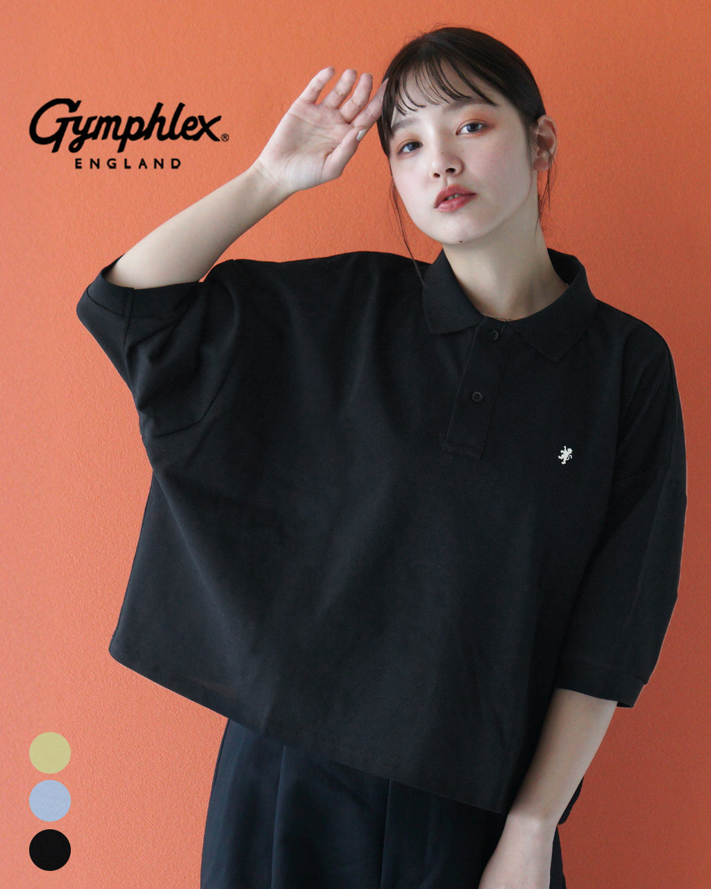 【先行予約：2025年4月上旬頃入荷予定】Gymphlex ジムフレックス ポロカラー ドルマンスリーブ プルオーバー POLO COLLAR DOLMAN SLEEVE P.O. 半袖 Tシャツ ショート丈 GY-C0447QSK【クーポン対象外】【送料無料】