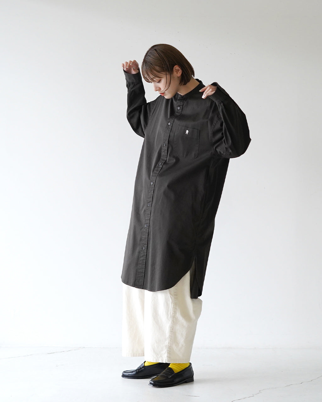 Gymphlex ジムフレックス バンドカラー シャツ ドレス BAND COLLAR SHIRT DRESS 長袖 ワンピース レディース  GY-G0064 BIT【送料無料】