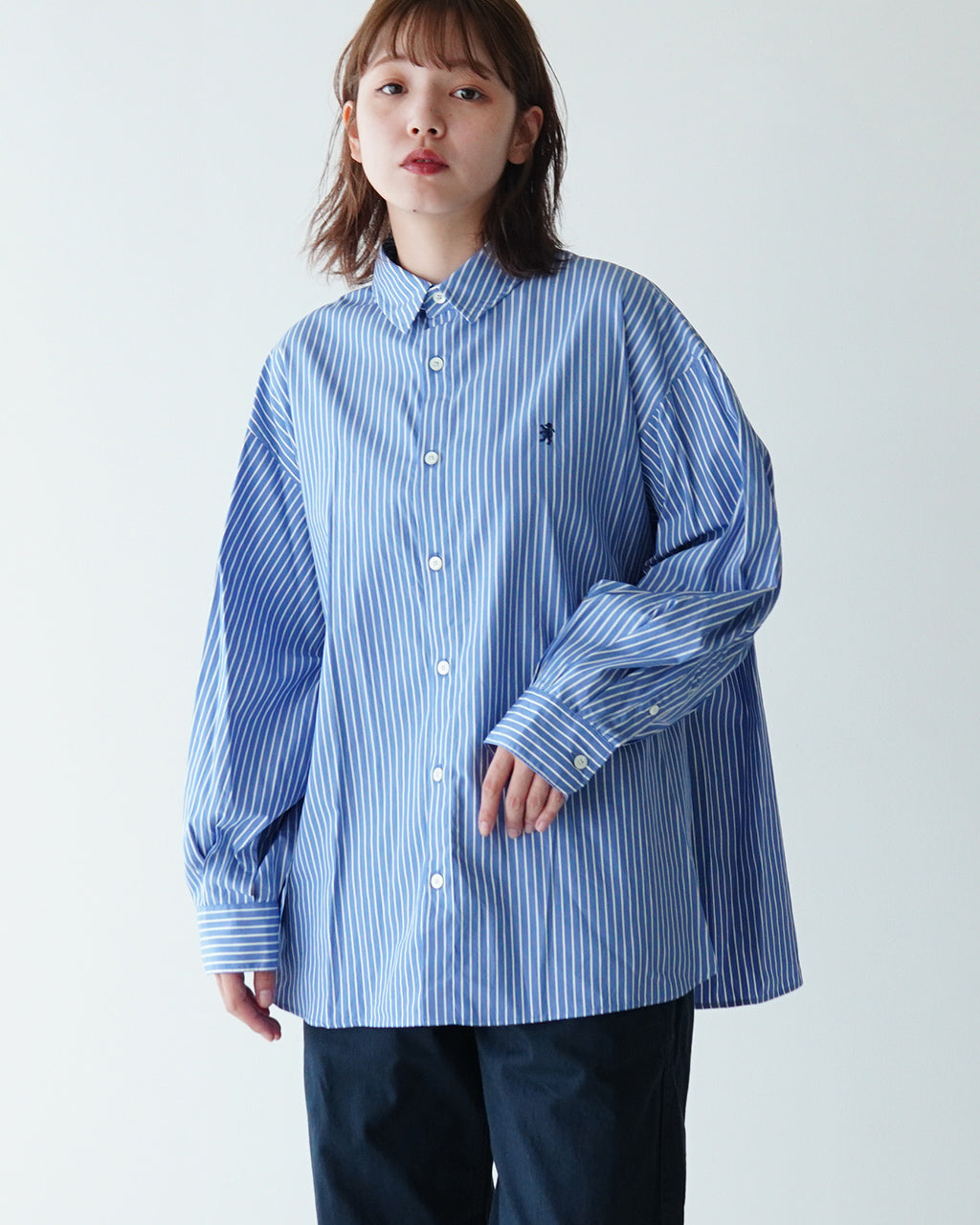 Gymphlex ジムフレックス レギュラーカラー チュニック ロングスリーブ  REGULAR COLLAR TUNIC L/S シャツ ストライプ GY-B0313 TTS【送料無料】