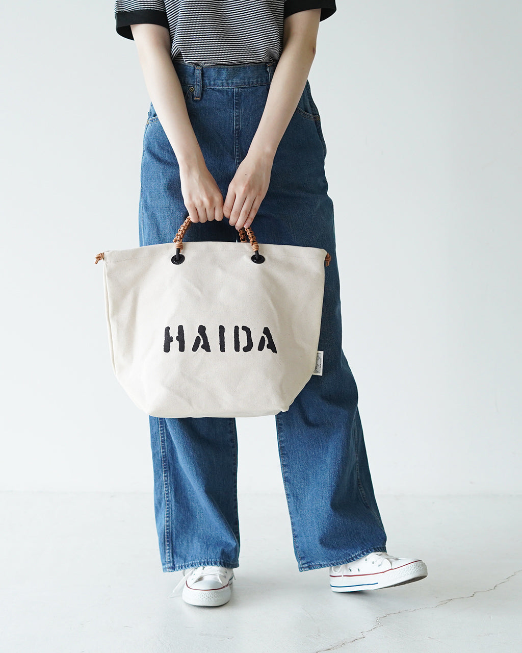 HAIDA ハイダ キャンバス トートバッグ Mサイズ CANVAS (TOW HILL) COLLECTION ハンドバッグ 肩掛け ブラック ホワイト HAI05-TOW-M 2WAY 帆布×本革 A4対応【クーポン対象外】【送料無料】