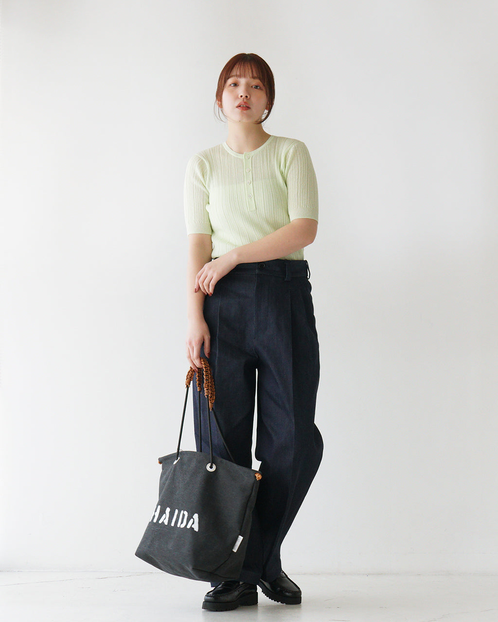 HAIDA ハイダ キャンバス トートバッグ Mサイズ CANVAS (TOW HILL) COLLECTION ハンドバッグ 肩掛け ブラック ホワイト HAI05-TOW-M 2WAY 帆布×本革 A4対応【クーポン対象外】【送料無料】