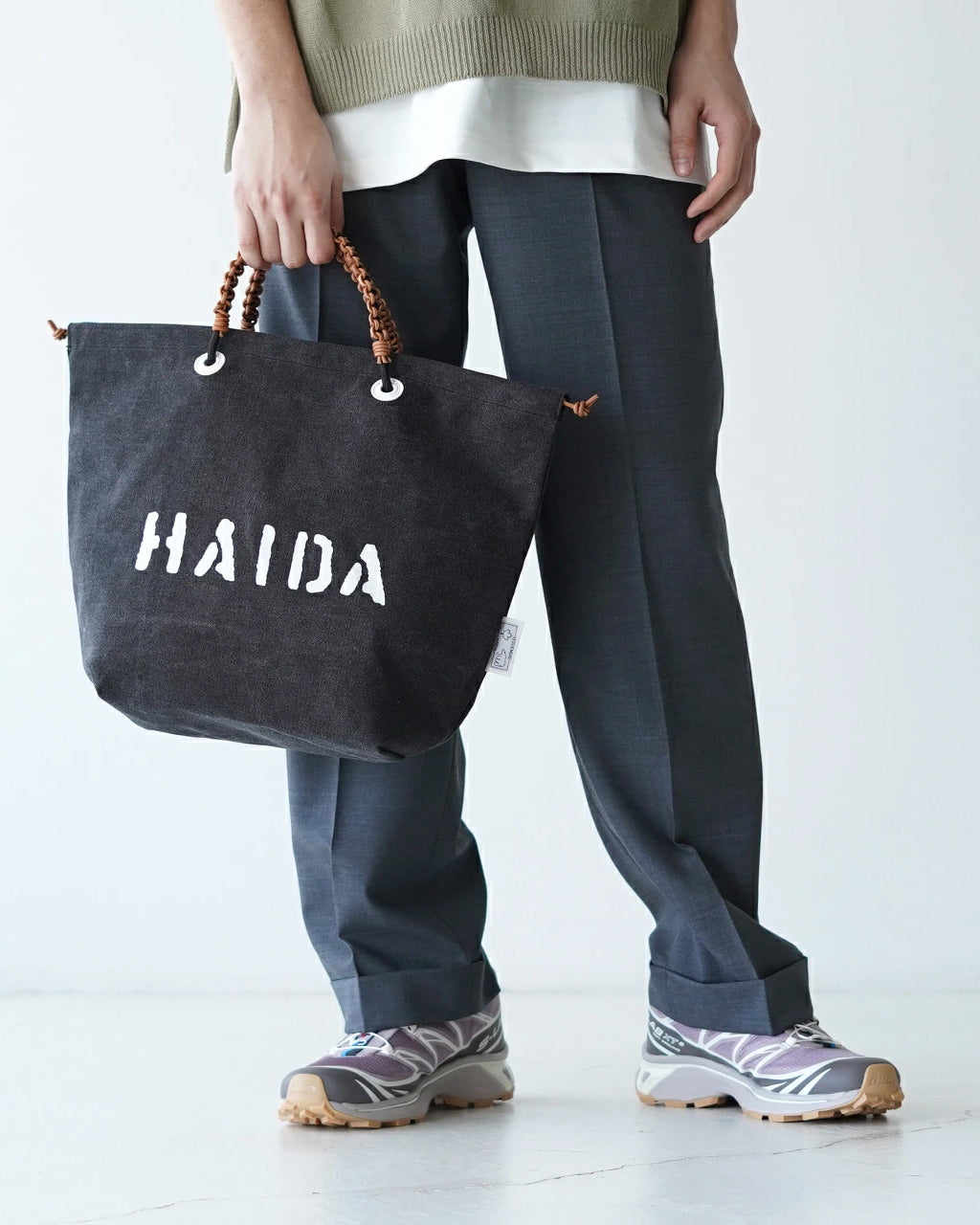 HAIDA ハイダ キャンバス トートバッグ Mサイズ CANVAS (TOW HILL) COLLECTION ハンドバッグ 肩掛け ブラック ホワイト HAI05-TOW-M 2WAY 帆布×本革 A4対応【クーポン対象外】【送料無料】