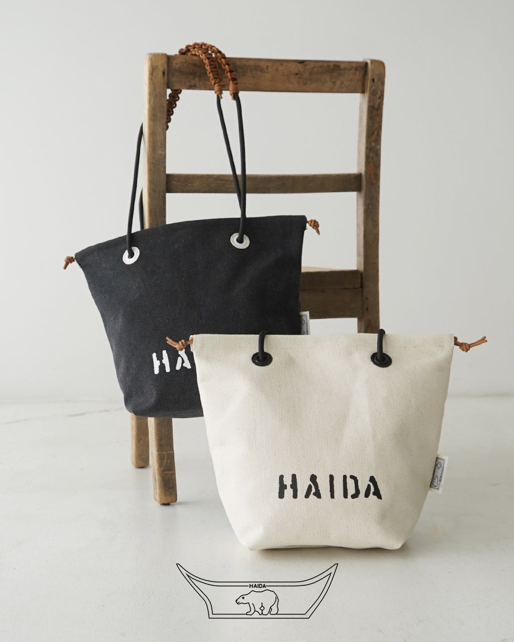 HAIDA ハイダ キャンバス トートバッグ Sサイズ CANVAS (TOW HILL) COLLECTION ハンドバッグ 肩掛け ブラック ホワイト HAI05-TOW-S  レザー 男女兼用【クーポン対象外】【送料無料】