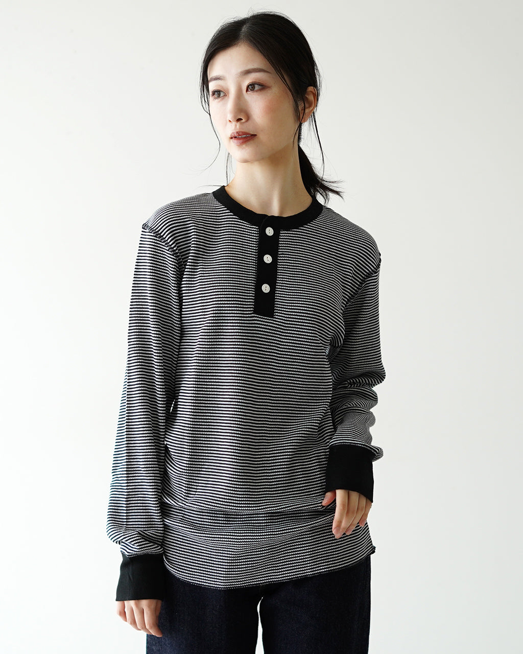 【SALE！50%OFF】Healthknit ヘルスニット ベーシック ワッフル ヘンリーネック ロングスリーブ Basic Waffle Henleyneck L/S 長袖Tシャツ 601L