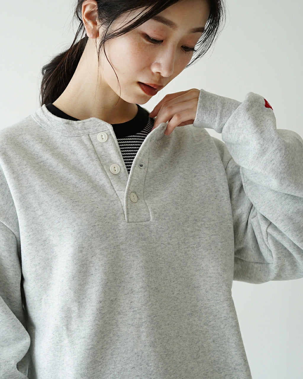 【SALE！20%OFF】Healthknit ヘルスニット カットソー ベーシック ワッフル クルーネック ロングスリーブ Tシャツ Basic Waffle Crewneck L/S ボーダー 602L