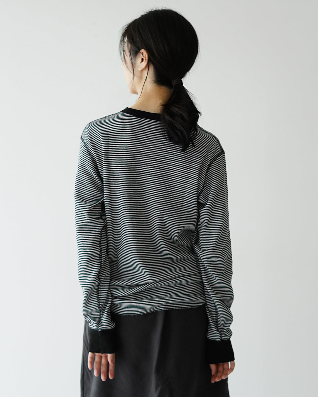 Healthknit ヘルスニット カットソー ベーシック ワッフル クルーネック ロングスリーブ Tシャツ Basic Waffle Crewneck L/S ボーダー 602L