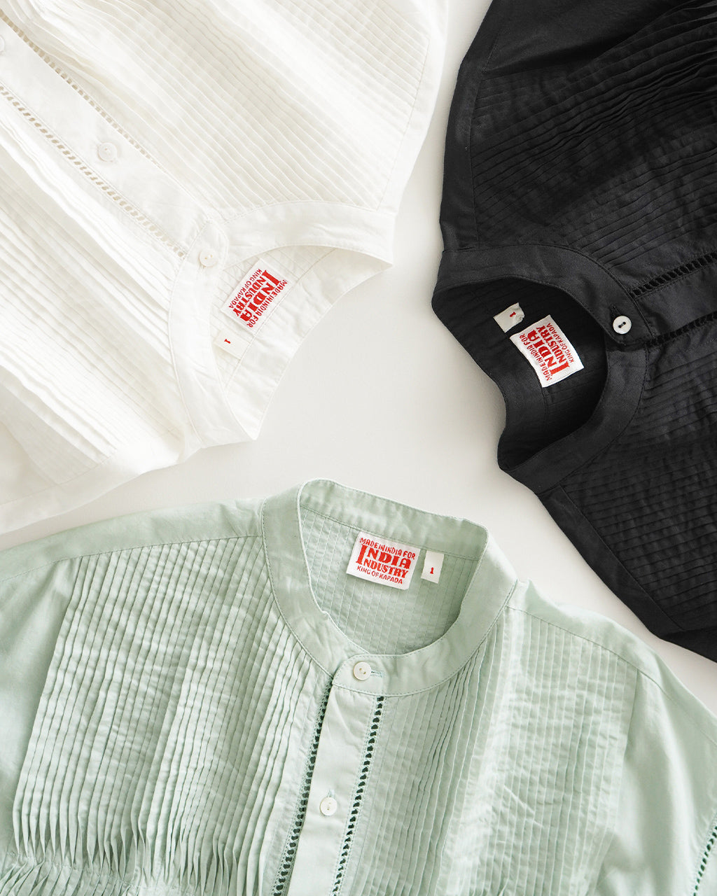 INDIA INDUSTRY インディアインダストリー ピンタック シャツ Baran PIN TUCK SHIRT チュニック ブラウス ND-B0387 POP【送料無料】