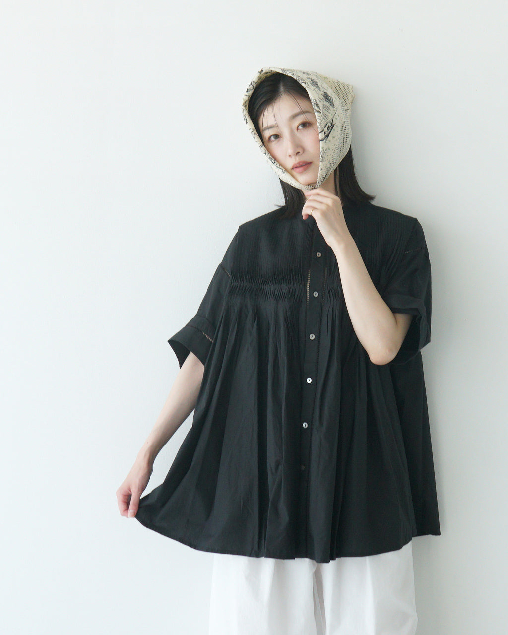INDIA INDUSTRY インディアインダストリー ピンタック シャツ Baran PIN TUCK SHIRT チュニック ブラウス ND-B0387 POP【送料無料】