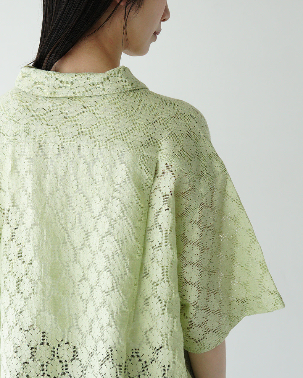 INDIA INDUSTRIES インディアインダストリーズ レース 襟付き 半袖シャツ SHORT SLEEVE SHIRT レギュラーカラー サイドスリット ショート丈 ND-B0376 CVL【送料無料】
