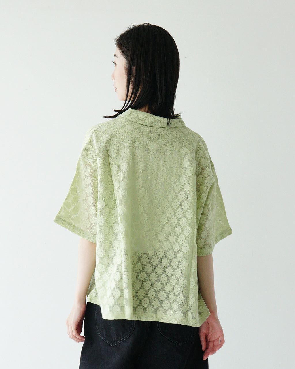 INDIA INDUSTRIES インディアインダストリーズ レース 襟付き 半袖シャツ SHORT SLEEVE SHIRT レギュラーカラー サイドスリット ショート丈 ND-B0376 CVL【送料無料】