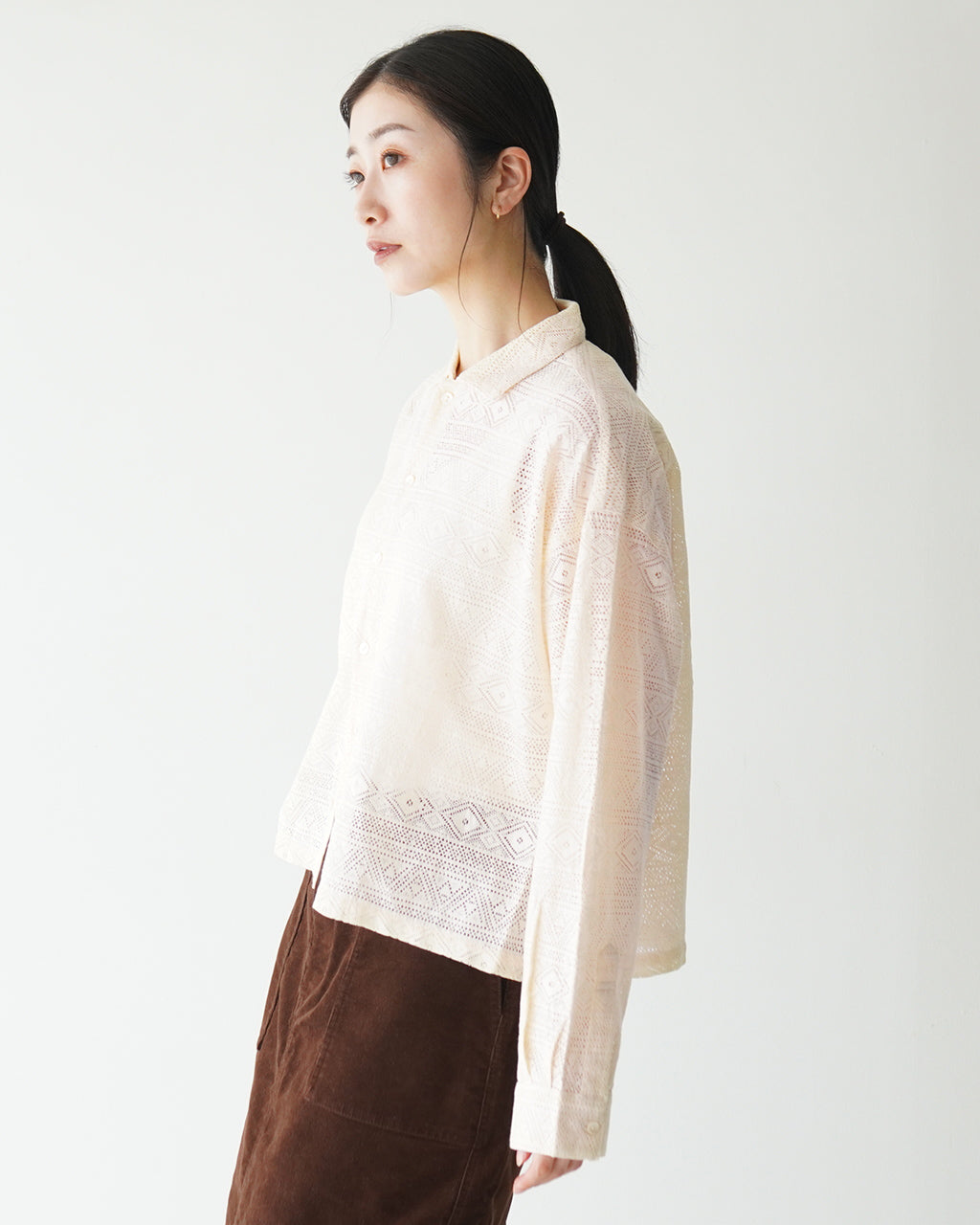 【アウトレット！30%OFF】INDIA INDUSTRY インディア インダストリー シャツ Diu SHIRT ボーダーラッセルレース シャツ ブラウス レギュラーカラー 羽織 ND-B0329RML【送料無料】