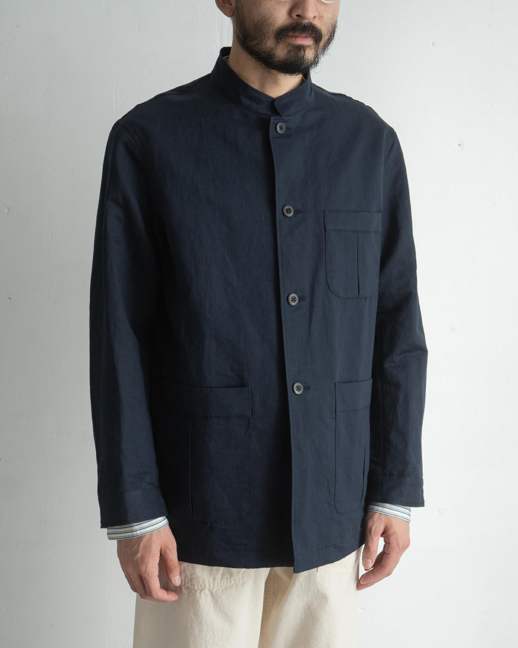 intch. インチ マオカラー ジャケット セーヌ リネン コットン スタンドカラー Seine Linen Cotton Mao Collar Jacket アウター JACKET 502510011【送料無料】