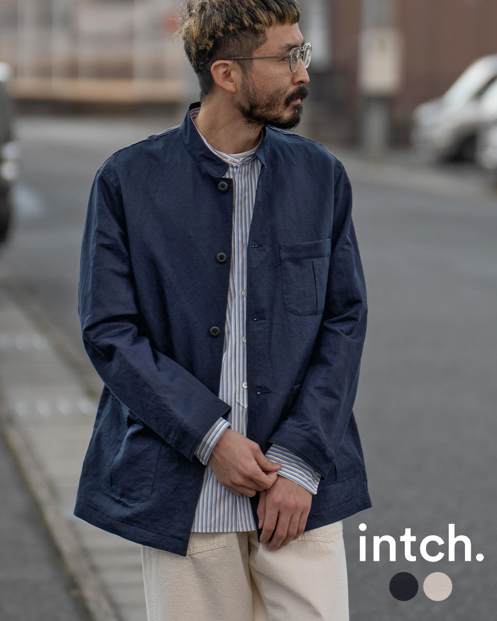 intch. インチ マオカラー ジャケット セーヌ リネン コットン スタンドカラー Seine Linen Cotton Mao Collar Jacket アウター JACKET 502510011【送料無料】