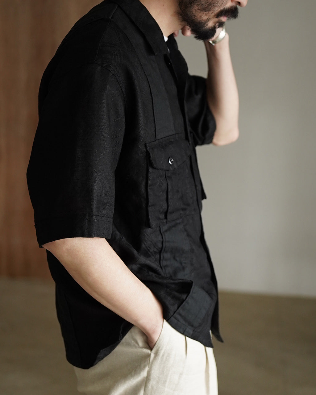 intch Ete SH 半袖シャツ ジャガード リネン コットン｜Crouka(クローカ)