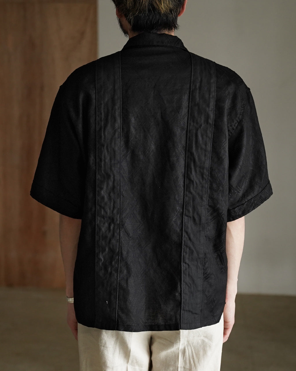 intch. インチ ジャカード オープンカラー 半袖 シャツ メンズ Ete SH