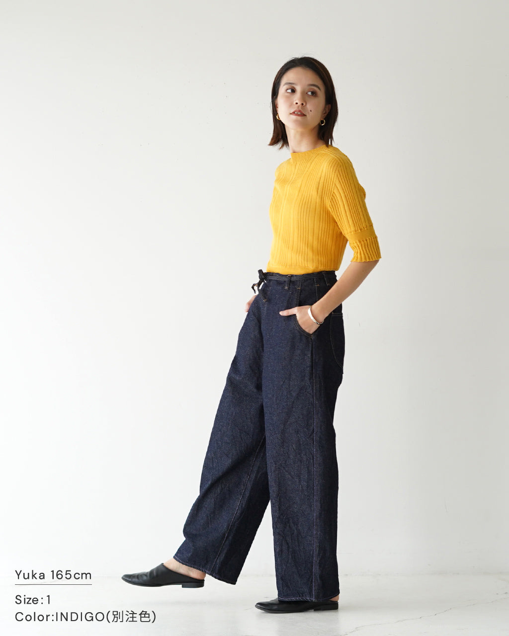 ジョイスアディッド 【Crouka別注色】 ラウンド ワイド デニム トラウザー Round wide denim Trousers デニム