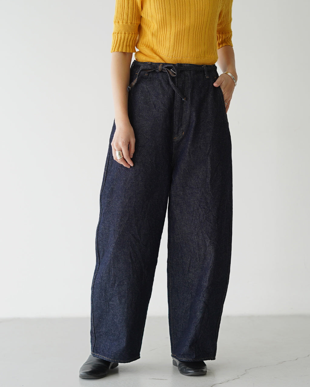 【Crouka別注色】Round wide denim Trousers J231DN01