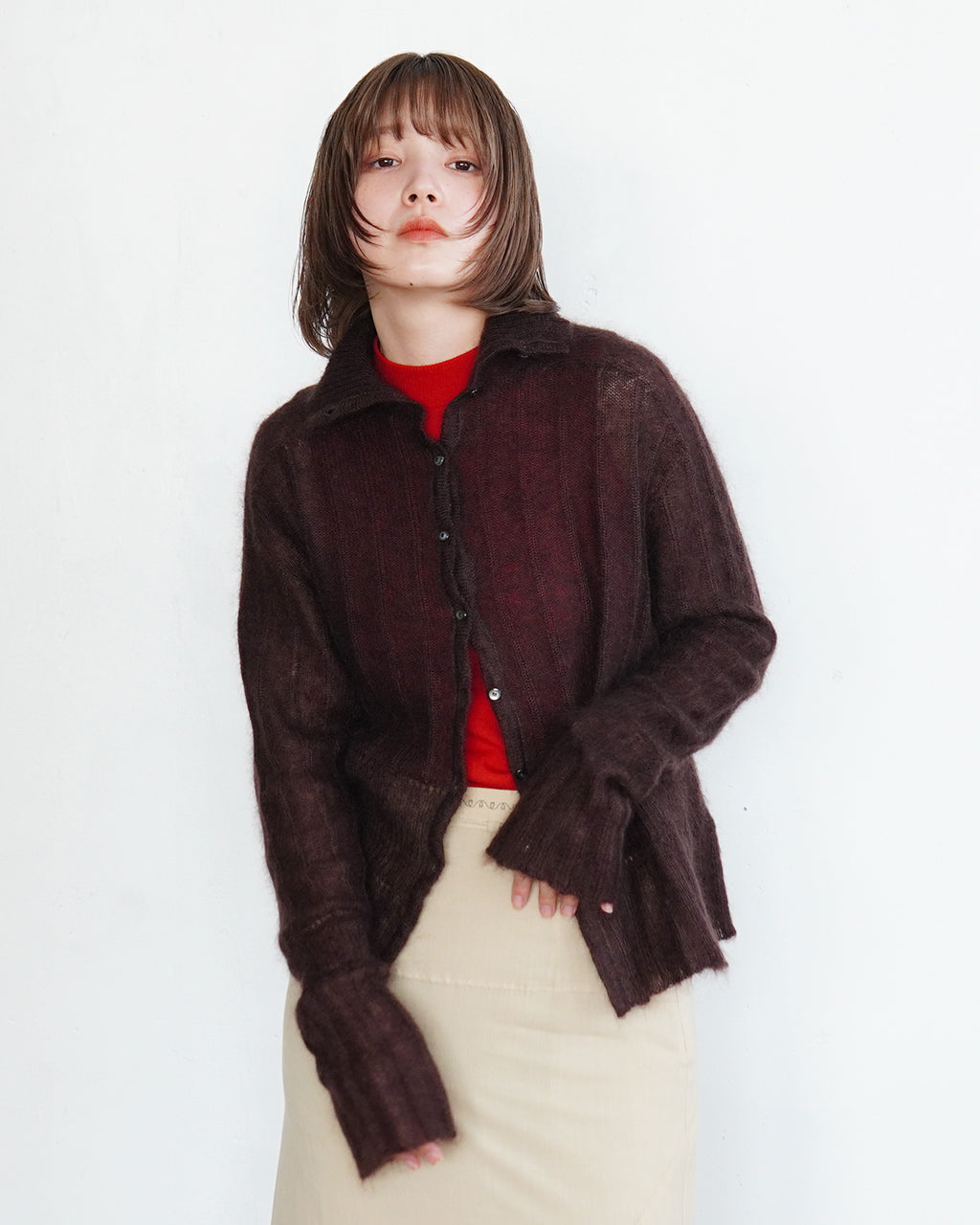 JOICEADDED ジョイスアディッド シルク モヘア ニット セーター SILK MOHAIR KNIT SWEATER カーディガン 前後2WAY J243KN06【送料無料】