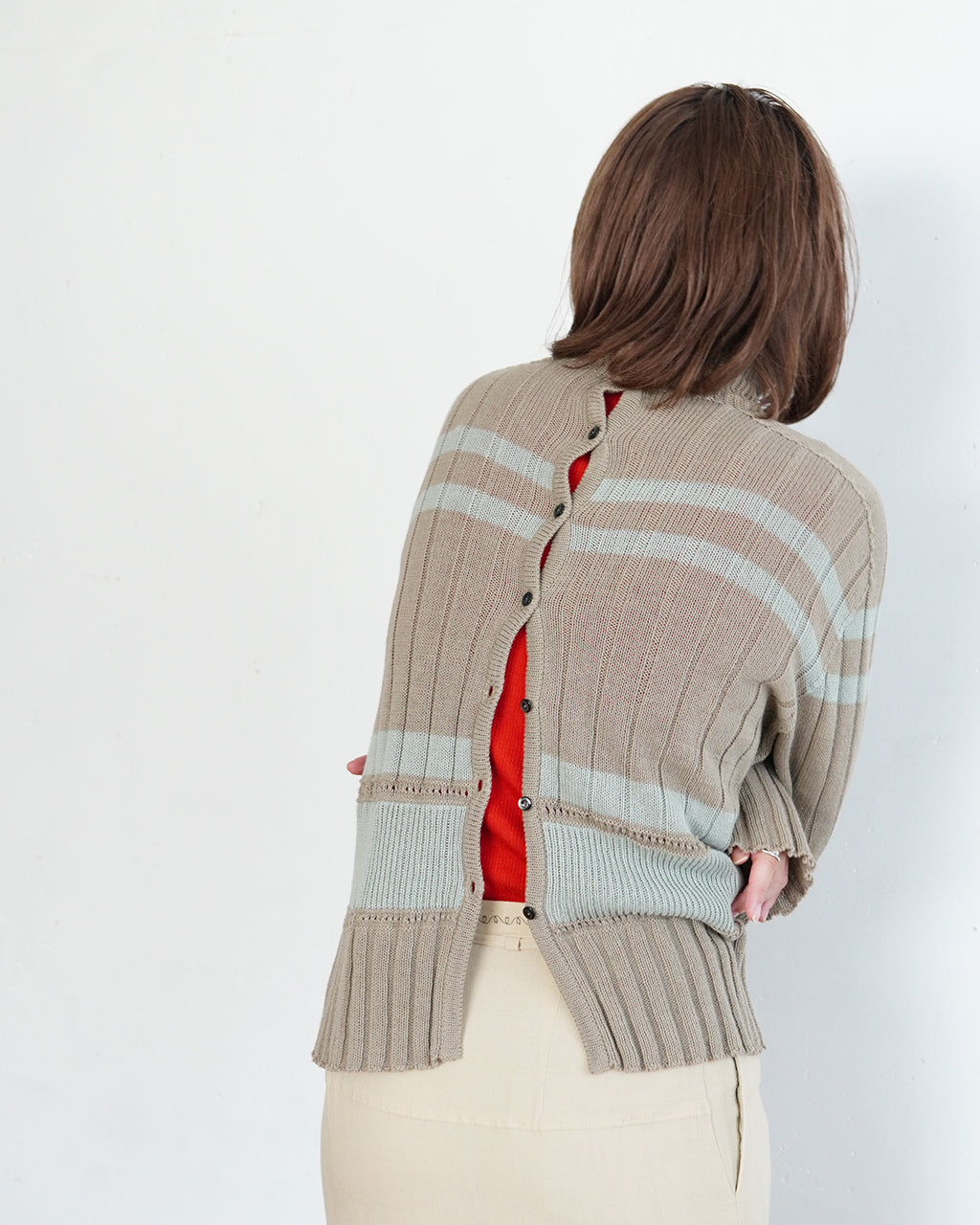 先行予約】JOICEADDED ジョイスアディッド コットン ニット セーター COTTON KNIT SWEATER カーディガン 前後2WAY  J243KN05【送料無料】