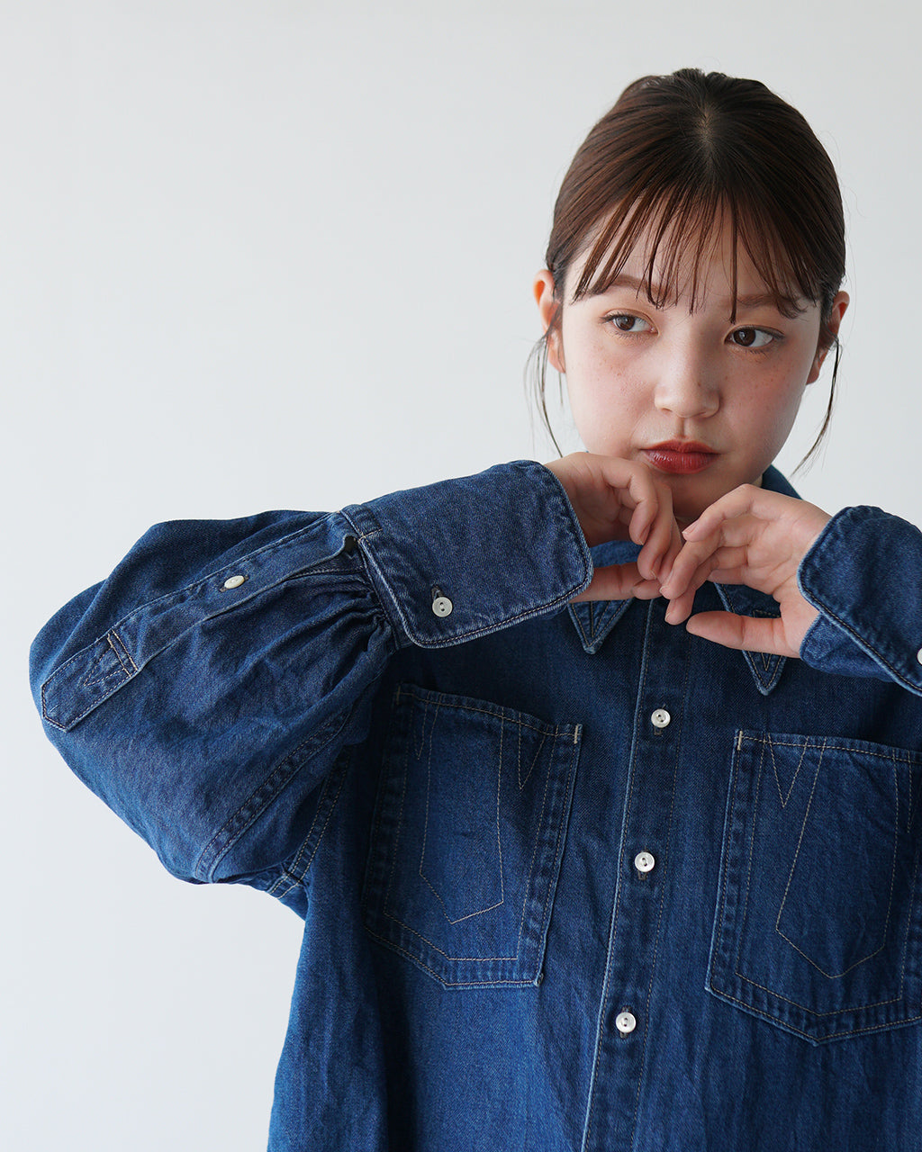 JOICEADDED ジョイスアディッド デニムシャツ Denim Shirt 8oz ジャケット 長袖 オーバーサイズ 幾何学模様 ステッチワーク J251SH01 【送料無料】