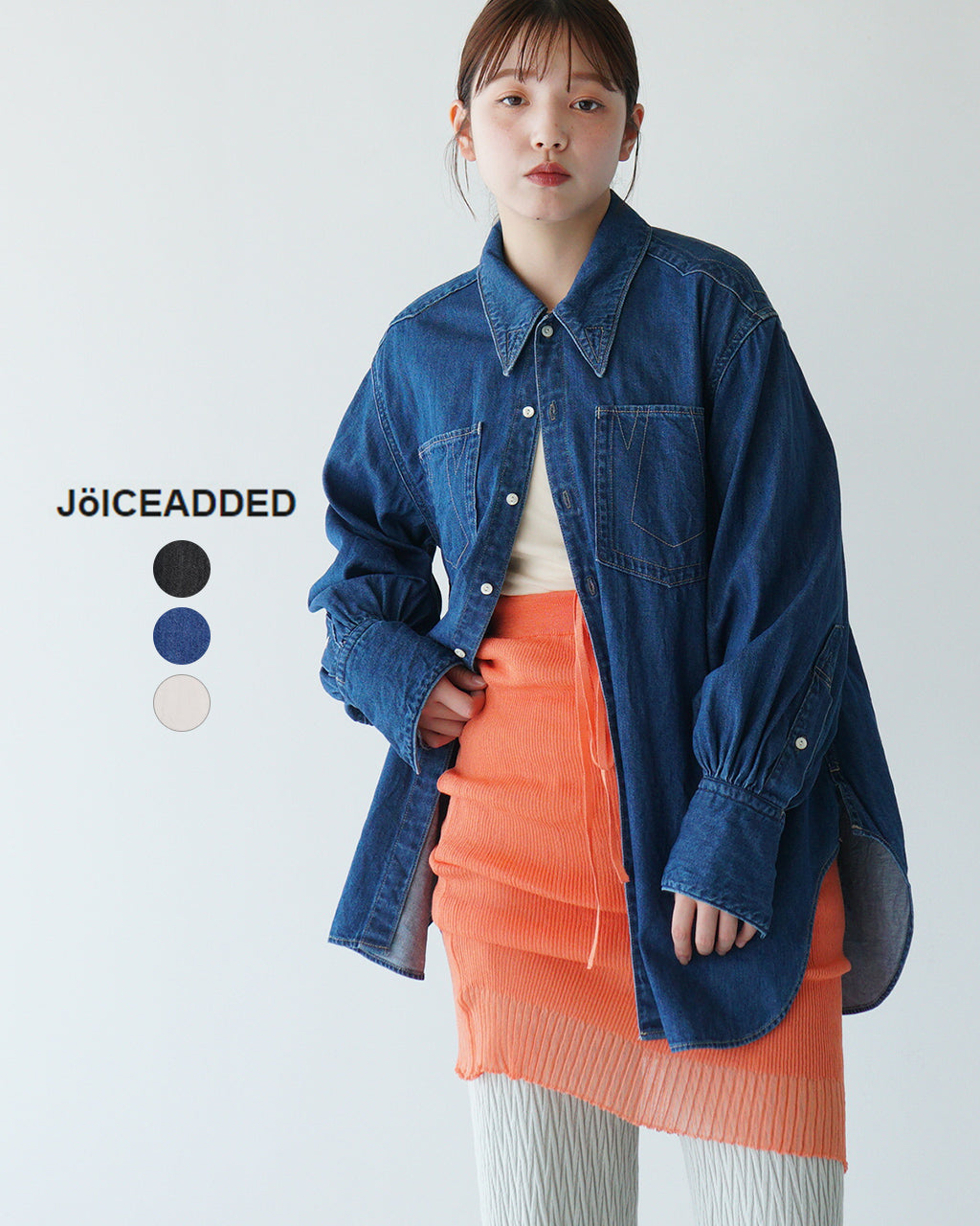 JOICEADDED ジョイスアディッド デニムシャツ Denim Shirt 8oz ジャケット 長袖 オーバーサイズ 幾何学模様 ステッチワーク J251SH01 【送料無料】