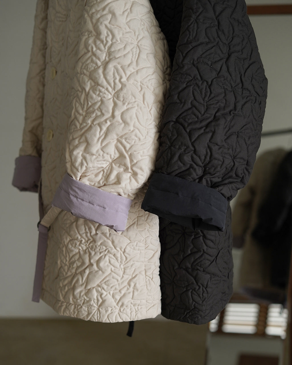 Geometric Leaves Quilted RV Coat J253CO01