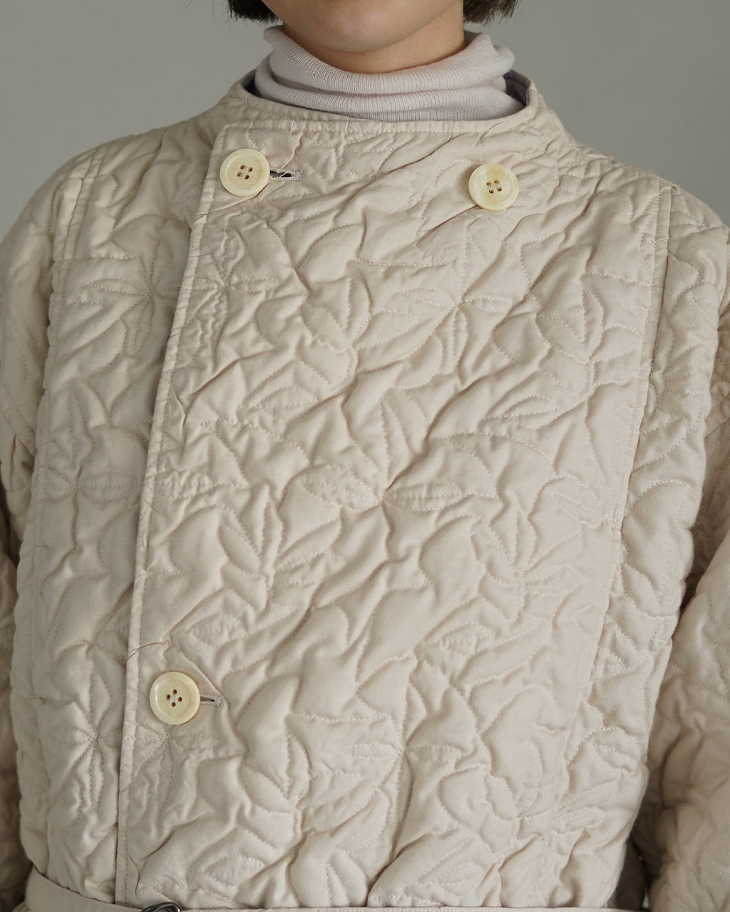 Geometric Leaves Quilted RV Coat J253CO01