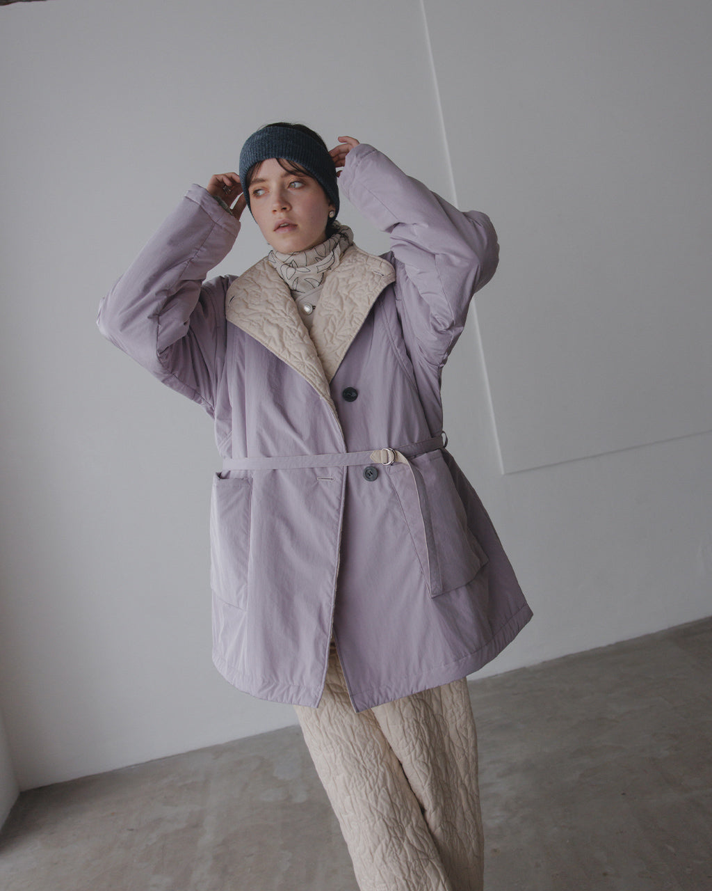 Geometric Leaves Quilted RV Coat J253CO01