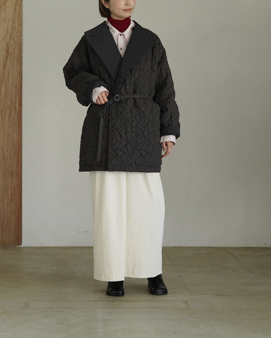 Geometric Leaves Quilted RV Coat J253CO01