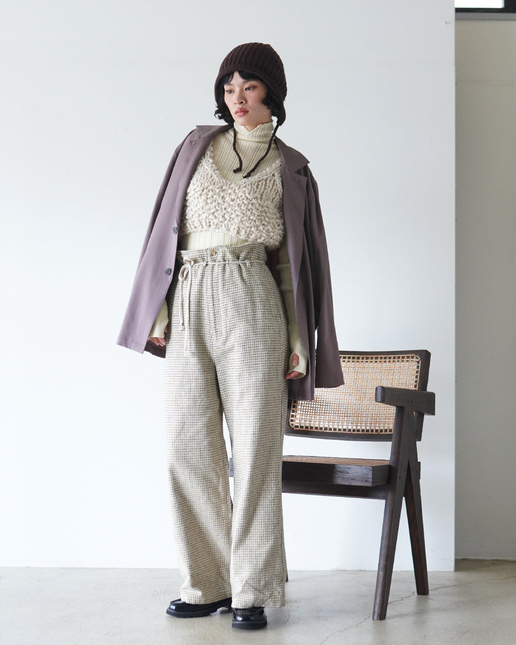 Lean FR Trousers -  Beige-Check J263PT01