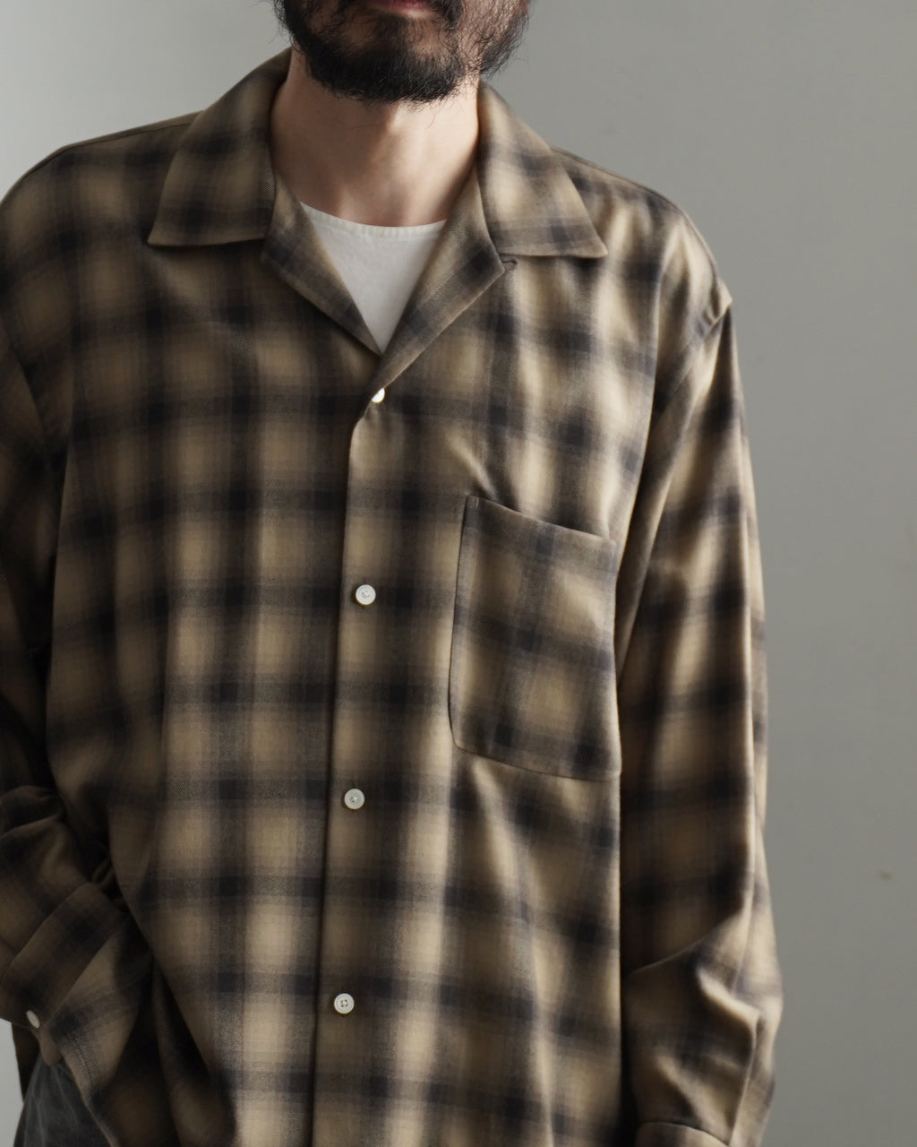 Wool Ombre Open Collared Shirt KS25FSH04