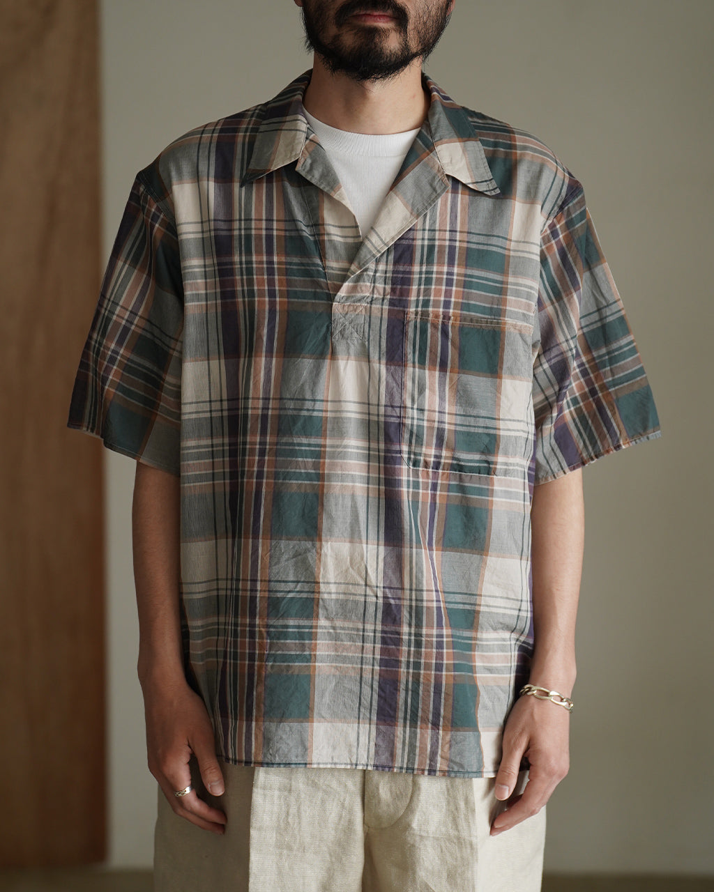 Gauze Plaid Pullover SS Shirt KS26SSH16