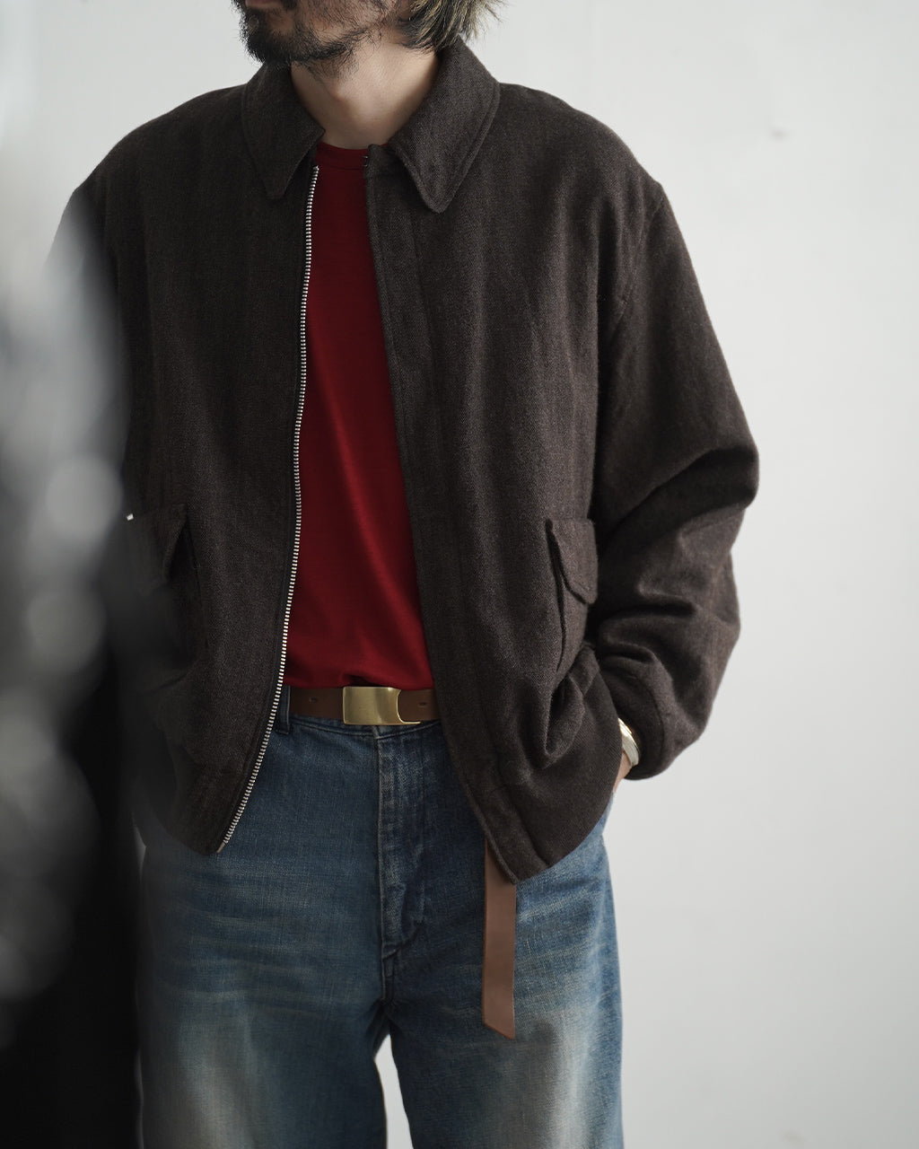 KAPTAIN SUNSHINE Wool Herringbone Flight Jacket KS26FJK31