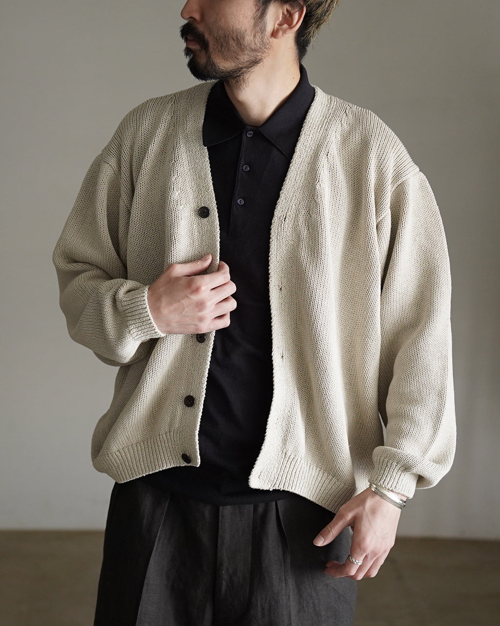 w*j様 KAPTAN SUNSHINE モヘアカーディガン Cotton Washi Hand Frame Cardigan[ASH GRAY] | 1LDK (ワンエルディー