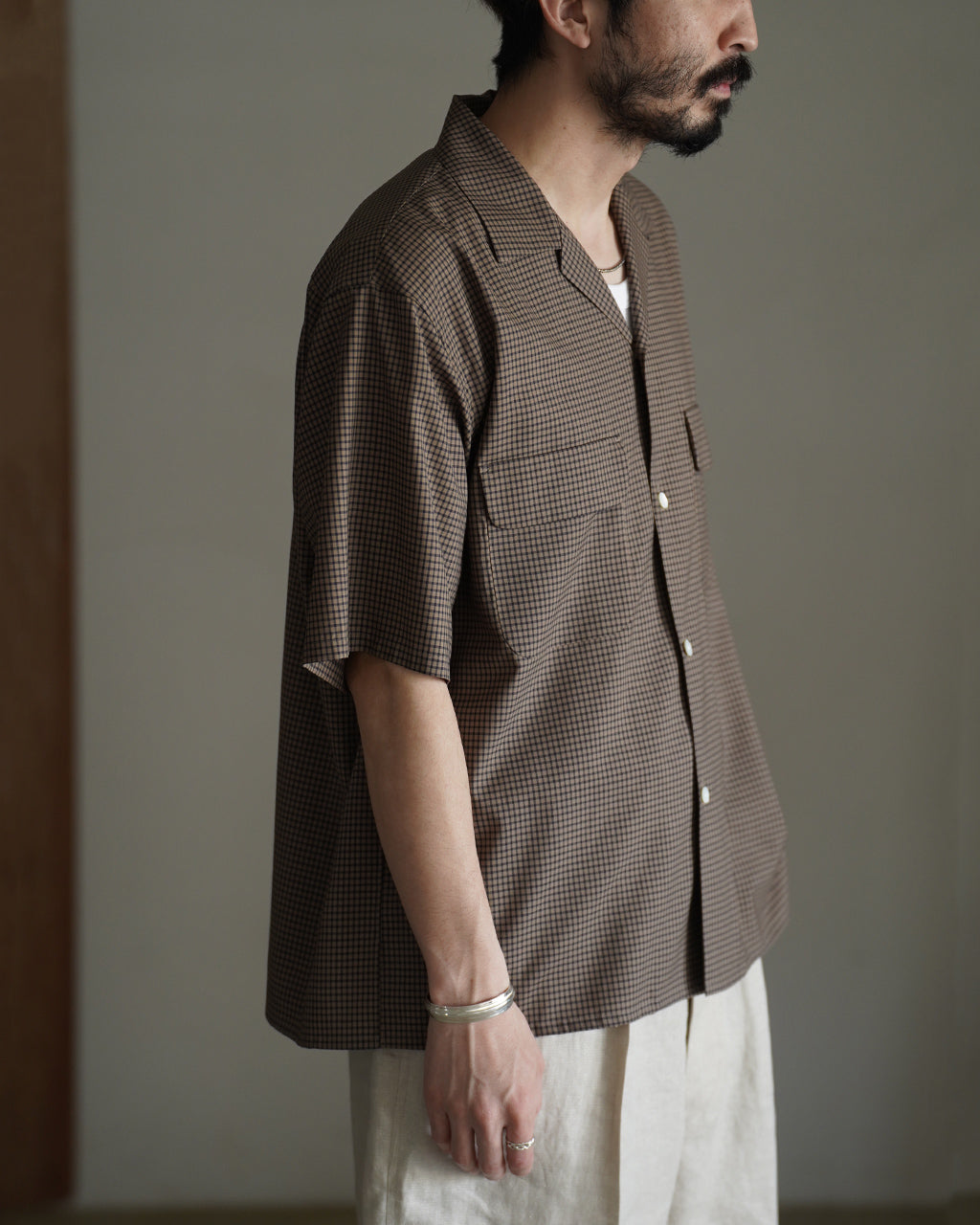 KAPTAIN SUNSHINE Summer Wool Open Collar SS Shirt シャツ ウール チェック｜Crouka(クローカ)