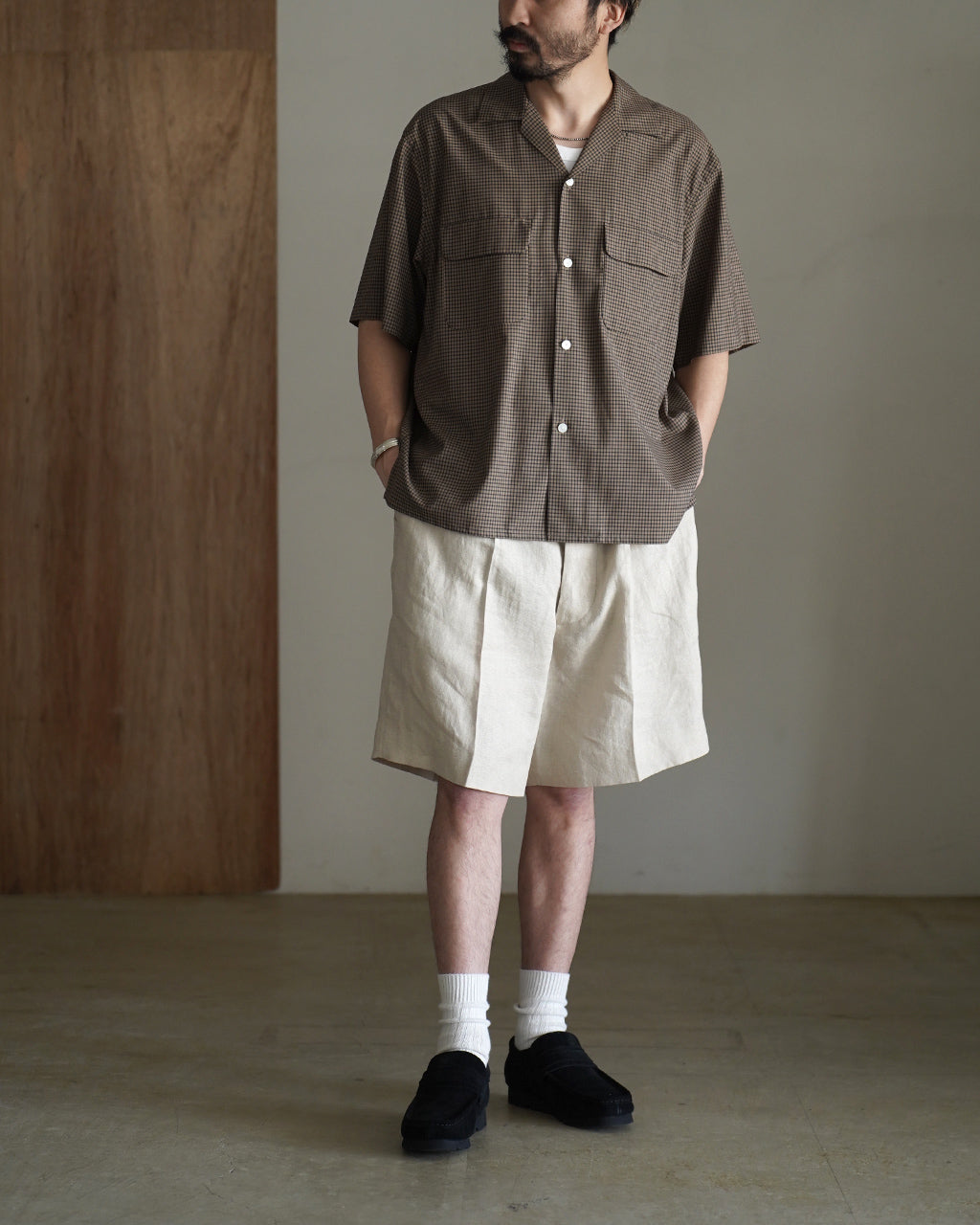 KAPTAIN SUNSHINE Summer Wool Open Collar SS Shirt シャツ ウール チェック｜Crouka(クローカ)
