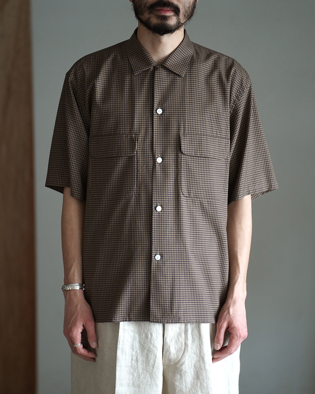 KAPTAIN SUNSHINE Summer Wool Open Collar SS Shirt シャツ ウール チェック｜Crouka(クローカ)