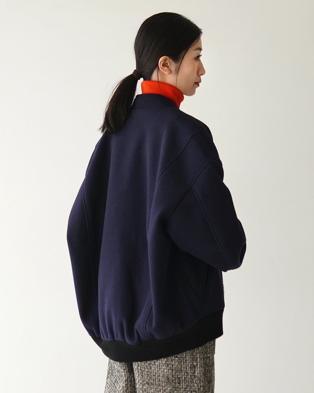 【SALE！30%OFF】KHA:KI カーキ ノーカラージャケット レディース COLLARLESS VARSITY JACKET カラーレス アウター スタジャン MIL23FJK3210 0925