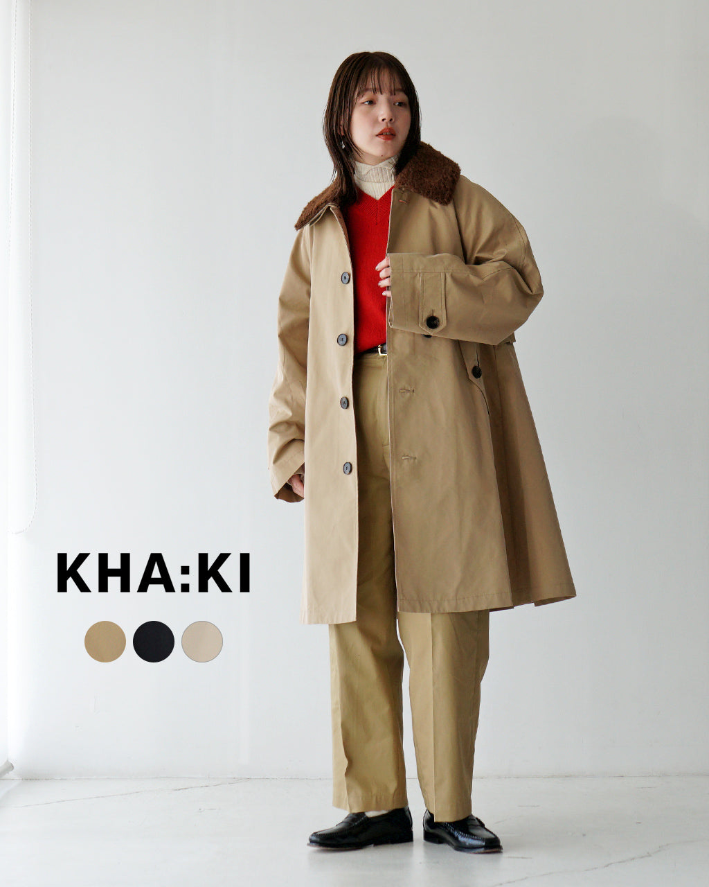 【SALE！30%OFF】KHA:KI カーキ バルカラー コート REMOVAL COLLAR COAT バルマカーン アウター MIL24FJK3217【送料無料】