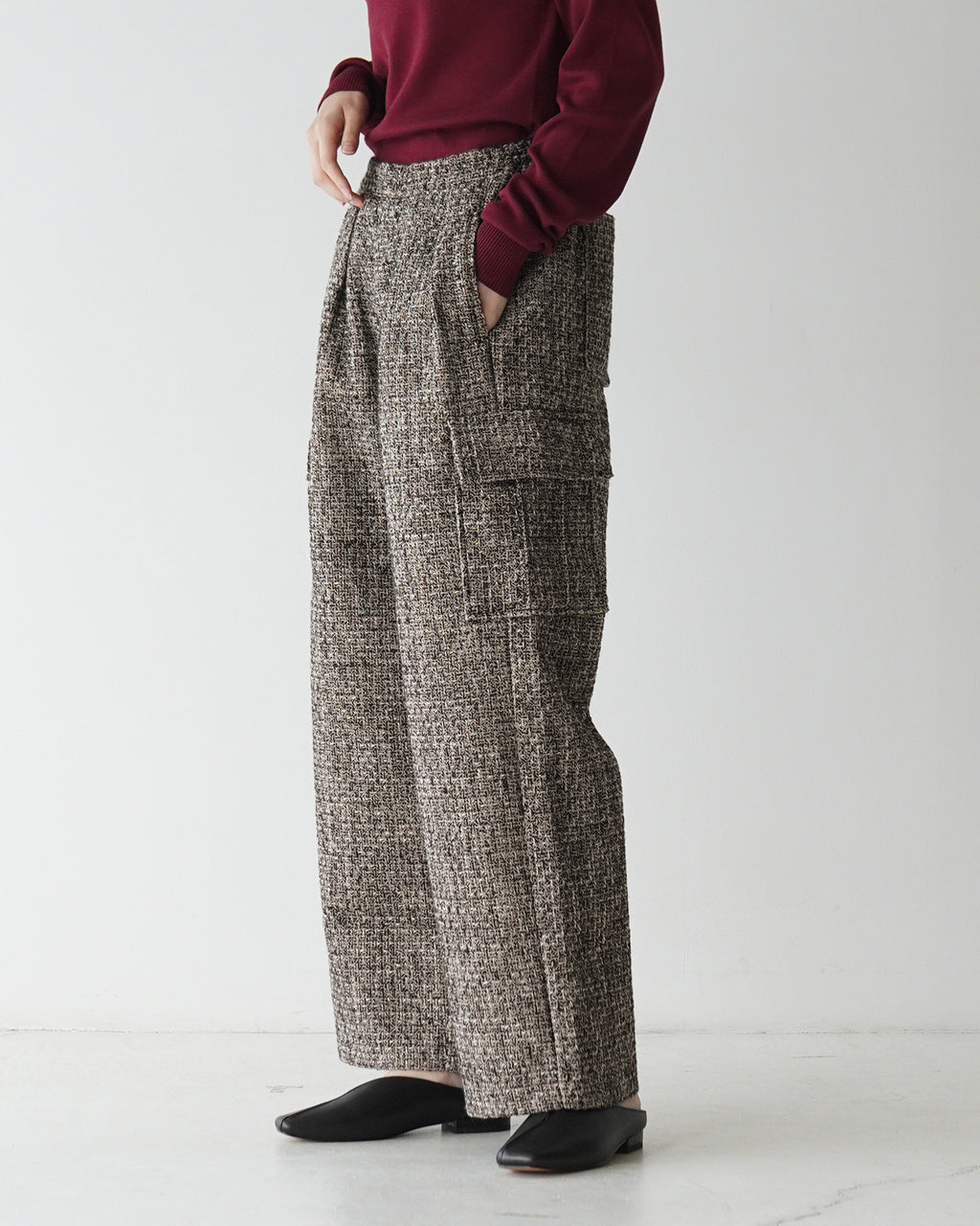 【SALE！40%OFF】KHA:KI カーキ カーゴパンツ ツータック ツイード TWEED CARGO PANTS MIL24FPT3217【送料無料】