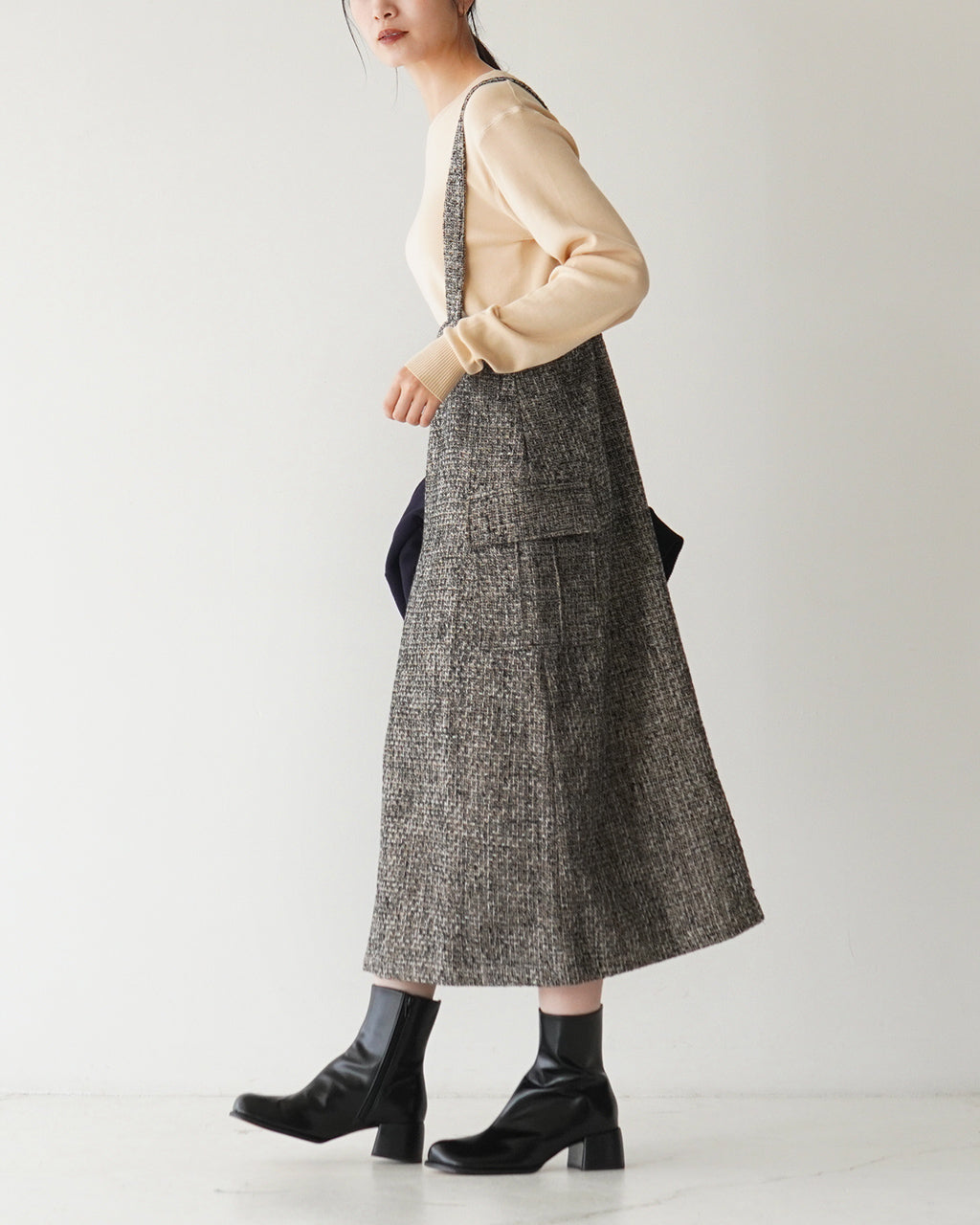 KHA:KI カーキ ツイード カーゴ スカート TWEED CARGO SKIRT ジャンパースカート MIL24FSK3093【送料無料】