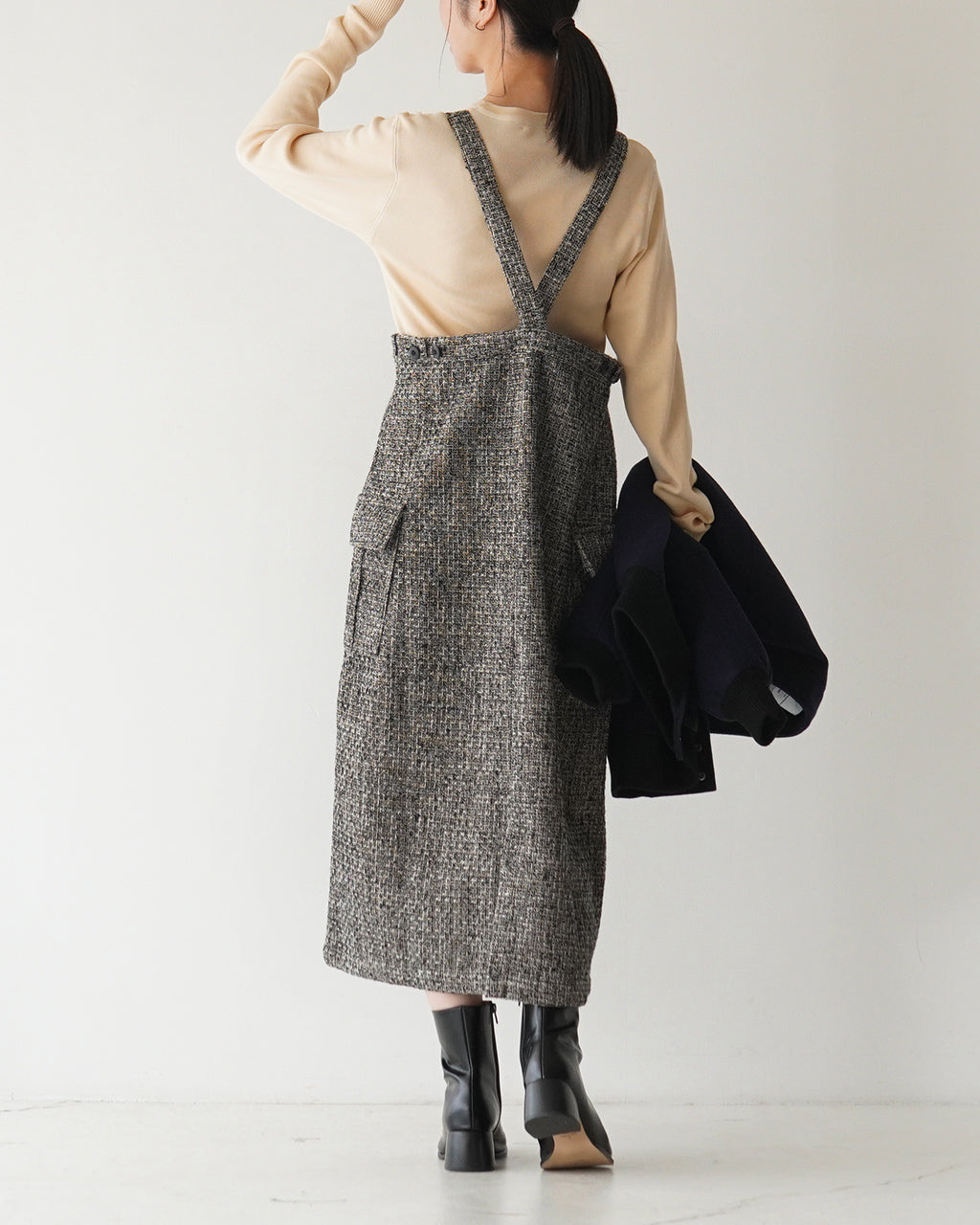 【SALE！20%OFF】KHA:KI カーキ ツイード カーゴ スカート TWEED CARGO SKIRT ジャンパースカート MIL24FSK3093【送料無料】