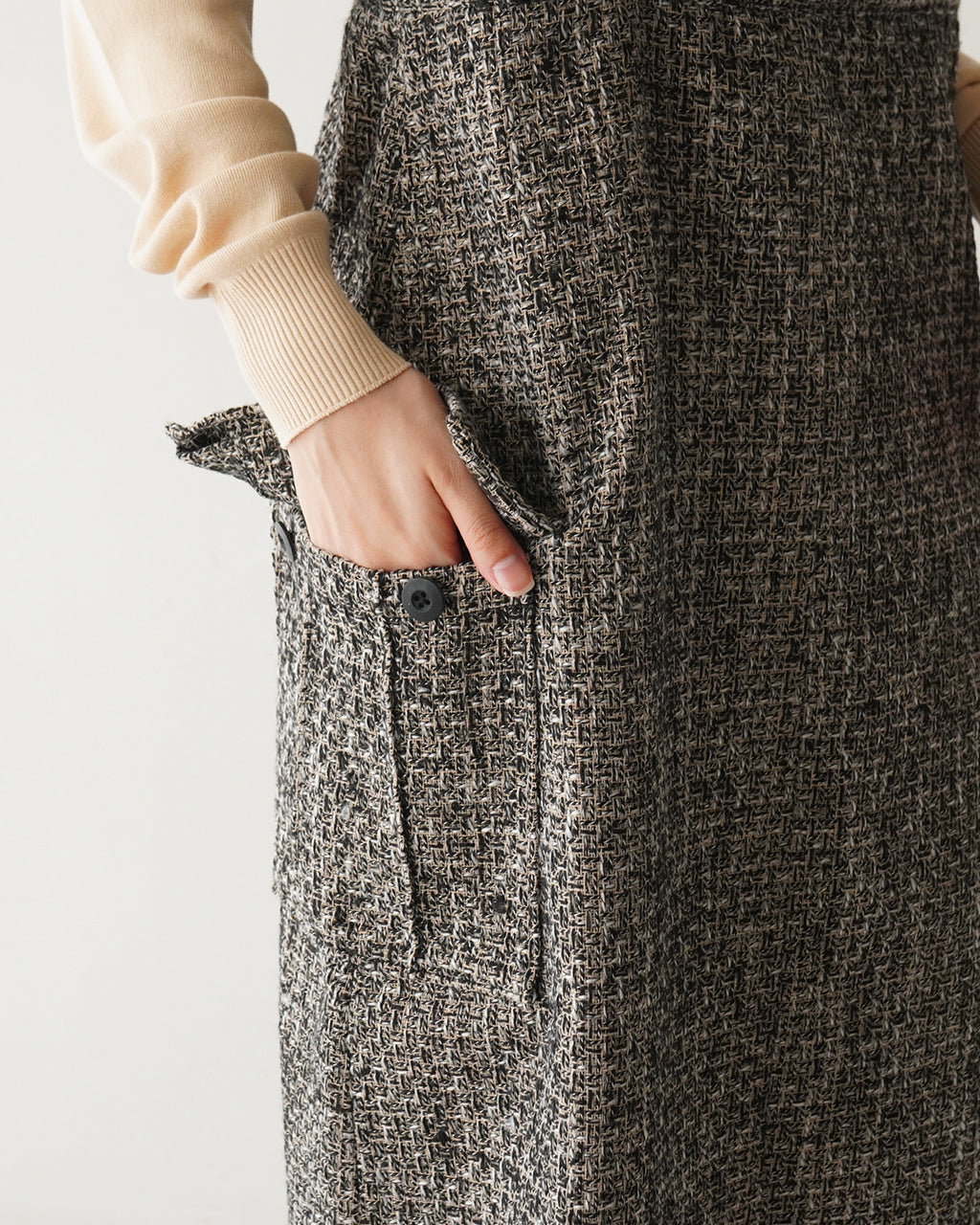 KHA:KI カーキ ツイード カーゴ スカート TWEED CARGO SKIRT ジャンパースカート MIL24FSK3093【送料無料】