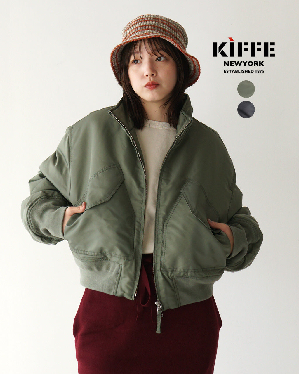 【SALE！20%OFF】KIFFE キッフェ ミリタリー スタンド カラー ジャケット MILITARY STAND COLLAR JACKET KF242NY00042【送料無料】