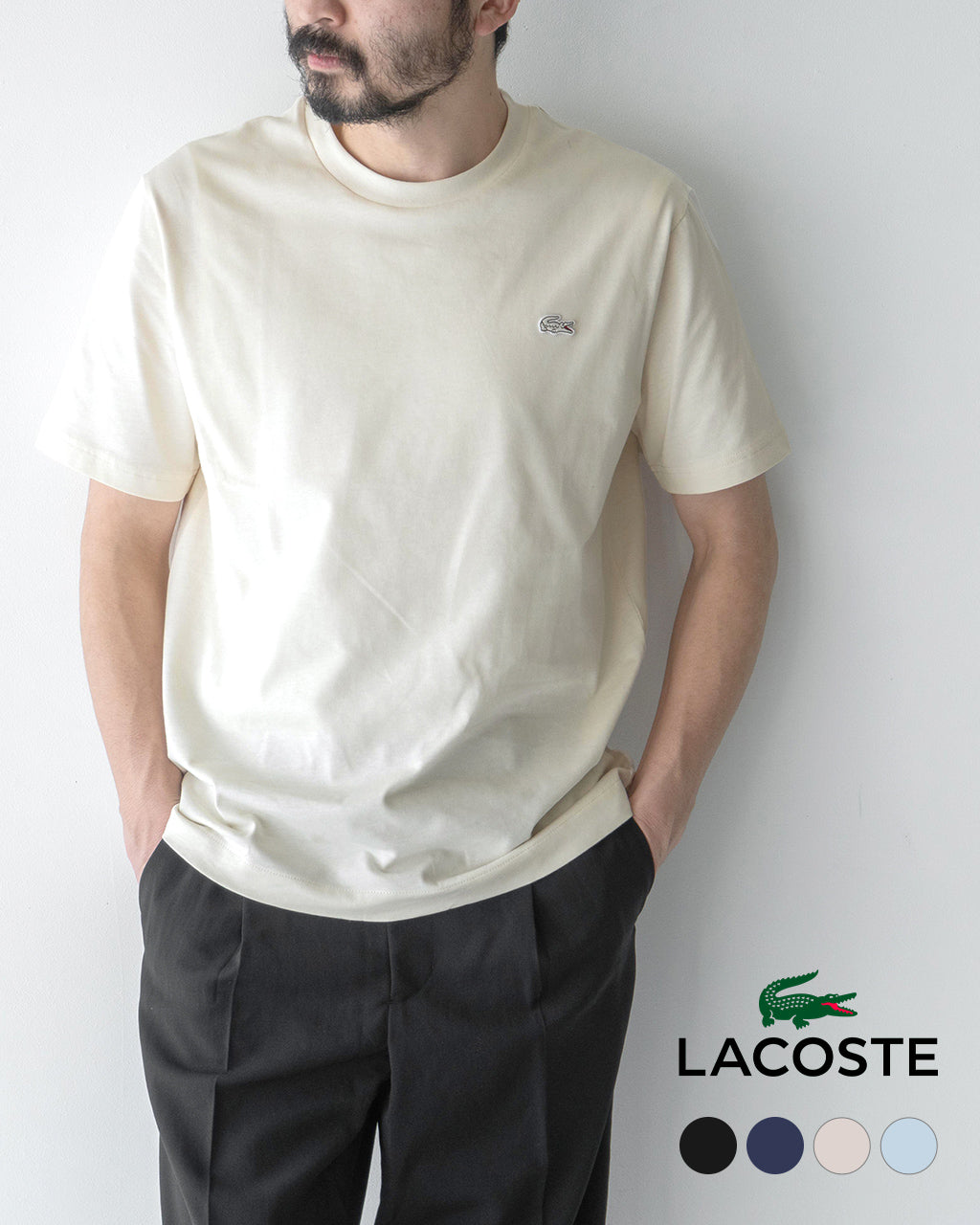 LACOSTE ラコステ アウトラインクロック クルーネック Tシャツ TH5582-99 半袖 綿100%【クーポン対象外】