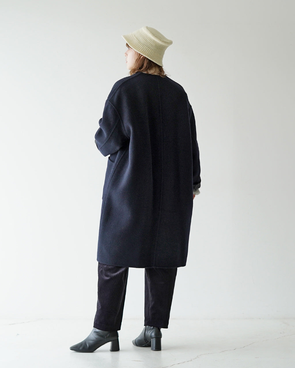 le glazik ル グラジック リバーシブル カラーレス コート REVERSIBLE COLLARLESS COAT ウール リバーコ