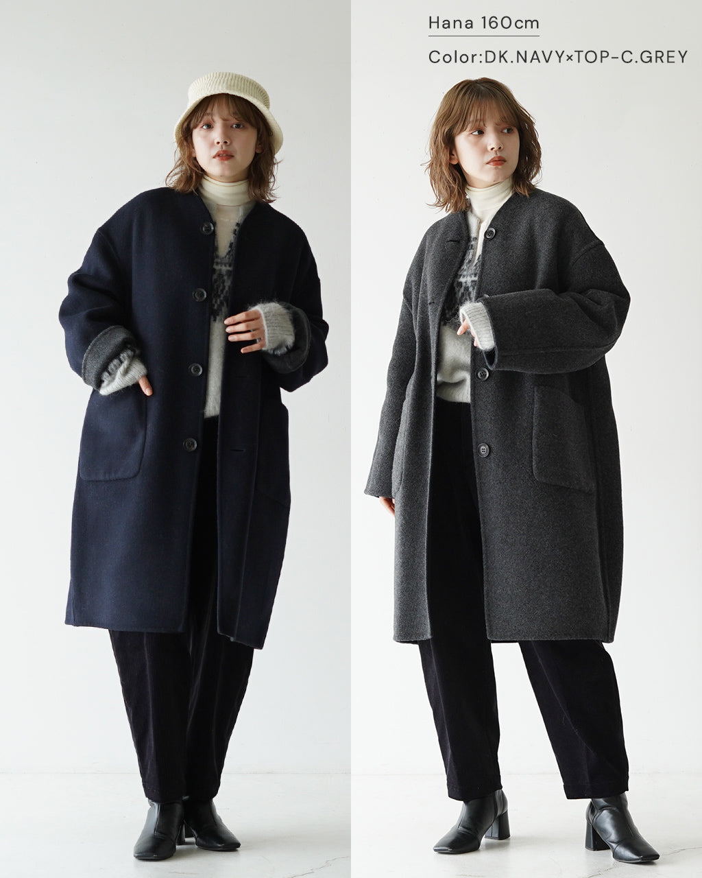 【SALE！30%OFF】le glazik ル グラジック リバーシブル カラーレス コート REVERSIBLE COLLARLESS COAT ウール リバーコート JL-8982MFW1006 【送料無料】