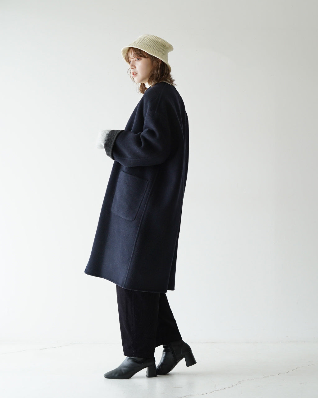 【SALE！30%OFF】le glazik ル グラジック リバーシブル カラーレス コート REVERSIBLE COLLARLESS COAT ウール リバーコート JL-8982MFW1006 【送料無料】