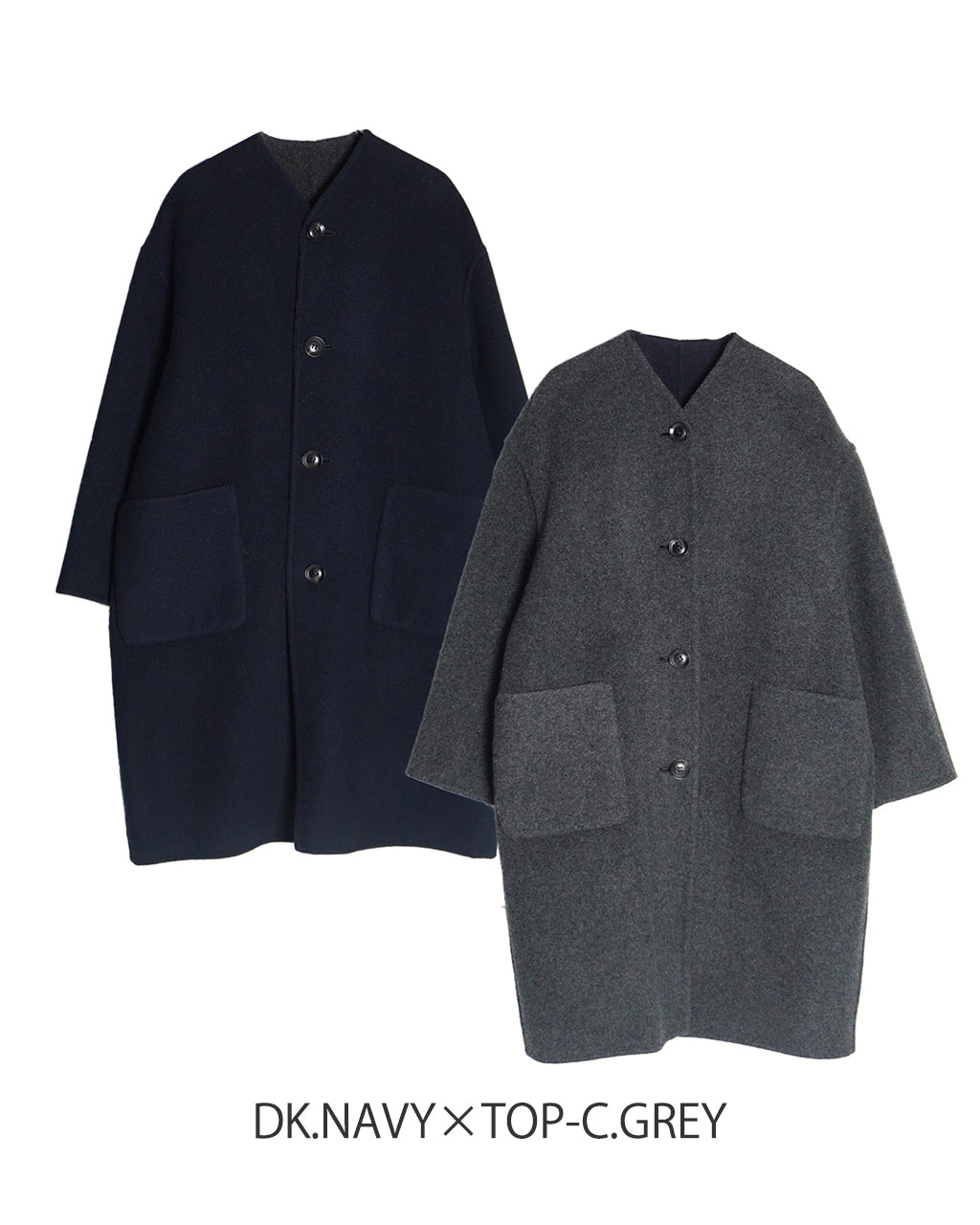 【SALE！30%OFF】le glazik ル グラジック リバーシブル カラーレス コート REVERSIBLE COLLARLESS COAT ウール リバーコート JL-8982MFW1006 【送料無料】